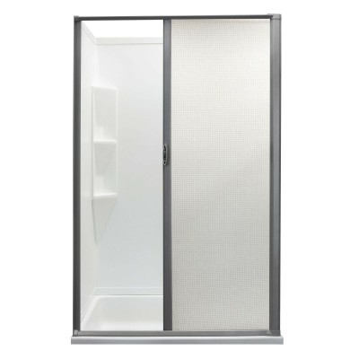 Porte de douche à rouleau 36'' x 57" grise
